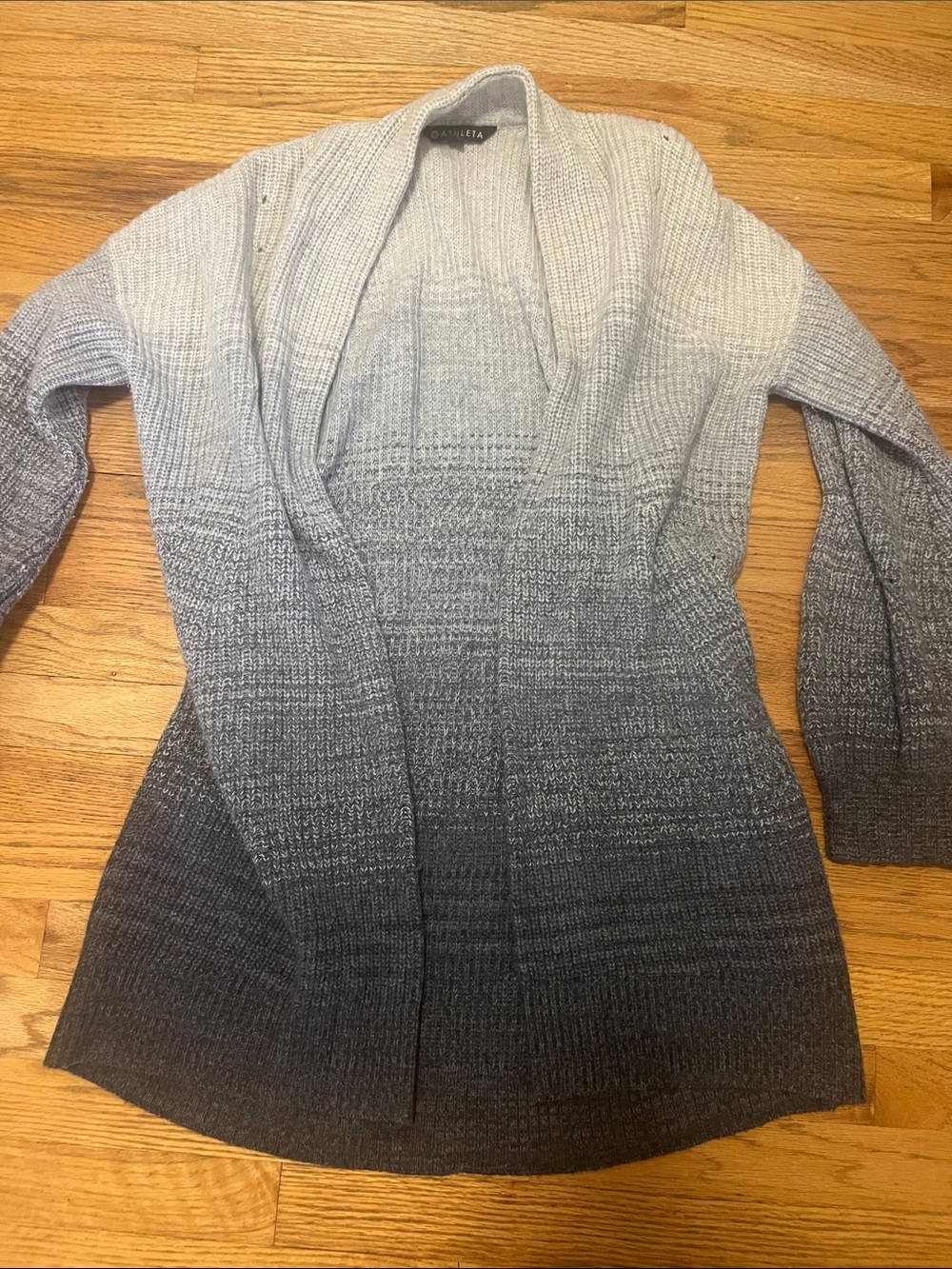 Athleta Ombre Open-Front Cardigan Sweater wool and cashnere small